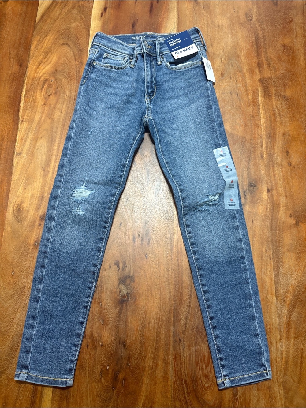 Old Navy Girls Light Blue Distressed High-Rise Skinny Jeans